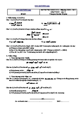 Đề thi thử học kỳ II môn Toán Lớp 11 - Năm học 2010-2011 - Đề số 5 (Có đáp án)